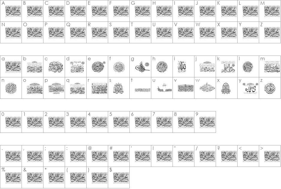 Aayat Quraan_042 font character map preview