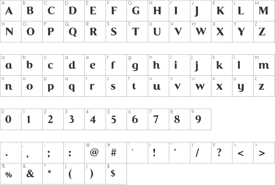 Coke4U font character map preview