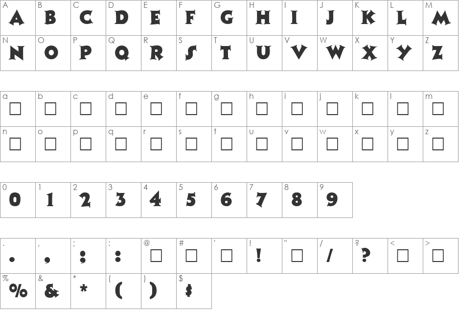 Colbert font character map preview