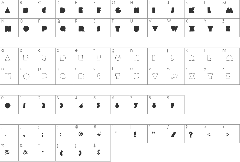 COLDPLAY font character map preview