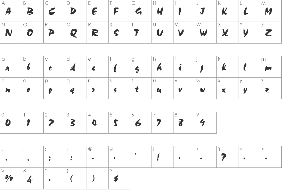 COLEMEN font character map preview