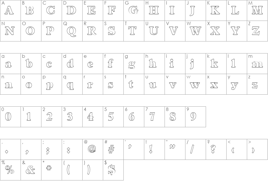 ColinBeckerOutline-Heavy font character map preview