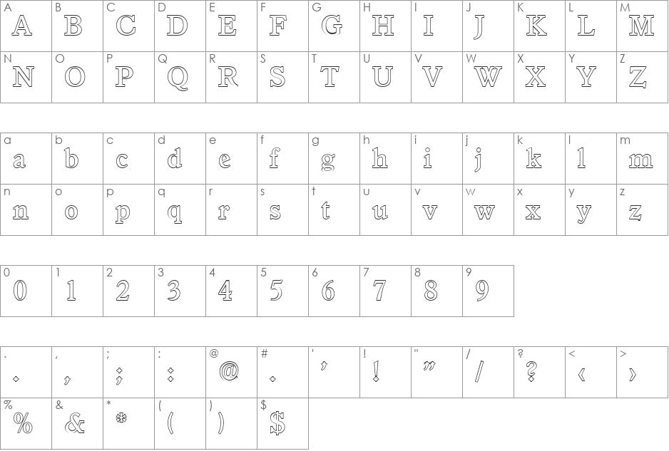 ColinBeckerOutline-Medium font character map preview