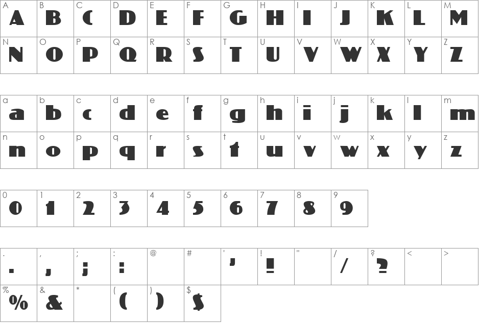Coliseo font character map preview