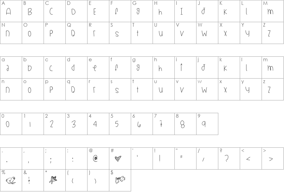 CollectionOfJays font character map preview