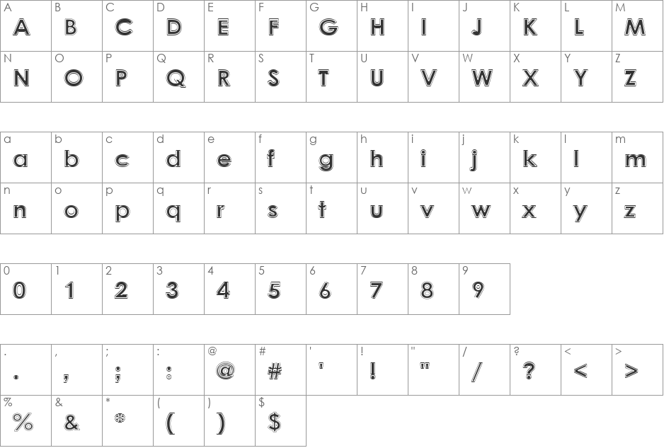 College Halo font character map preview