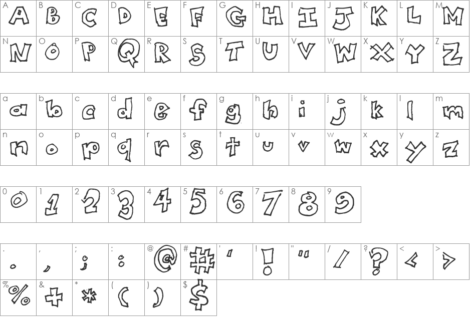College RA font character map preview