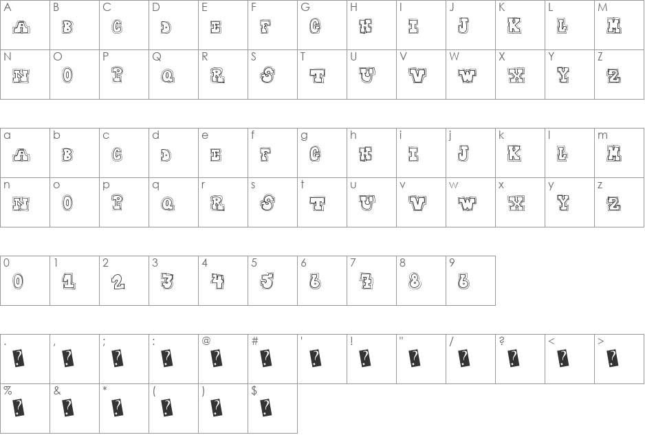 CollegeDropout font character map preview