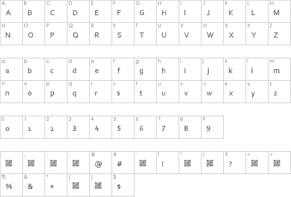 CollegeThrash font character map preview