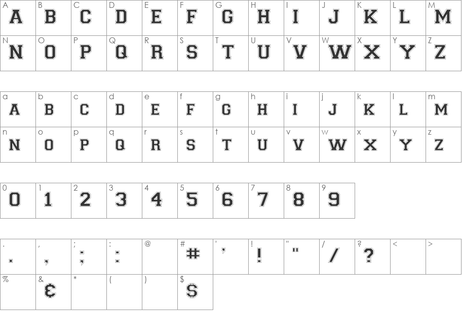 Collegiate-Norm font character map preview