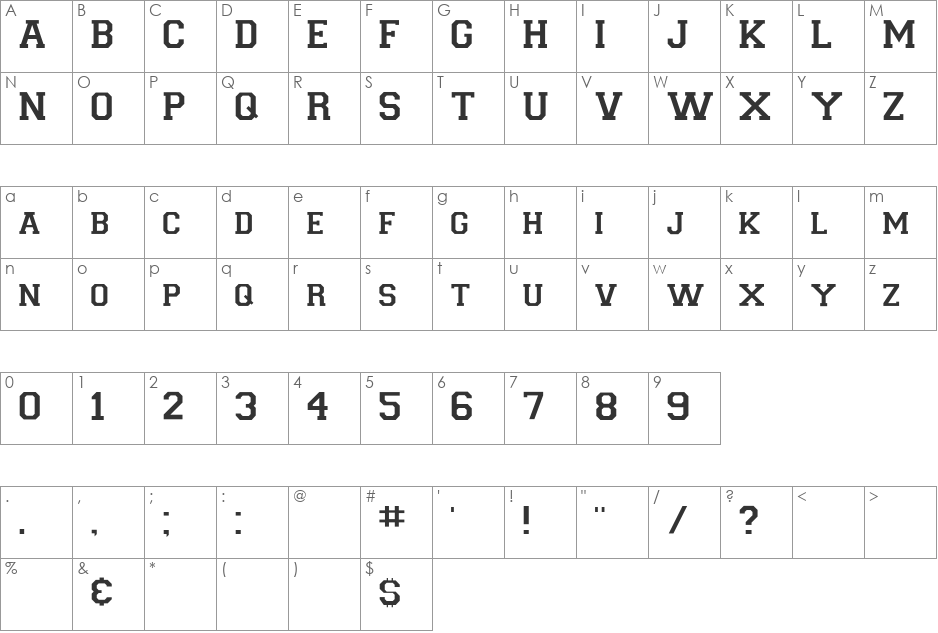 CollegiateInsideFLF font character map preview