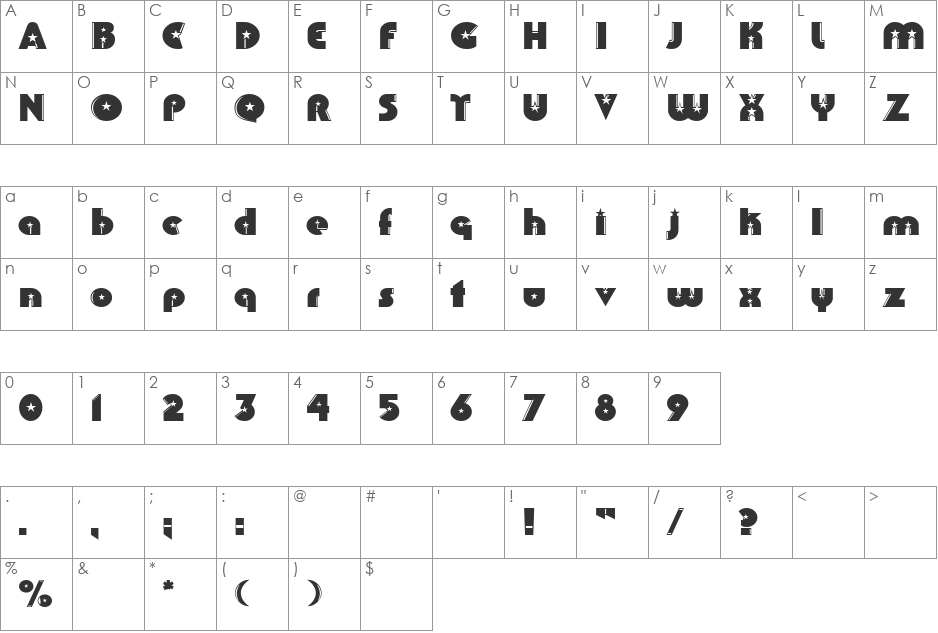 Collins font character map preview