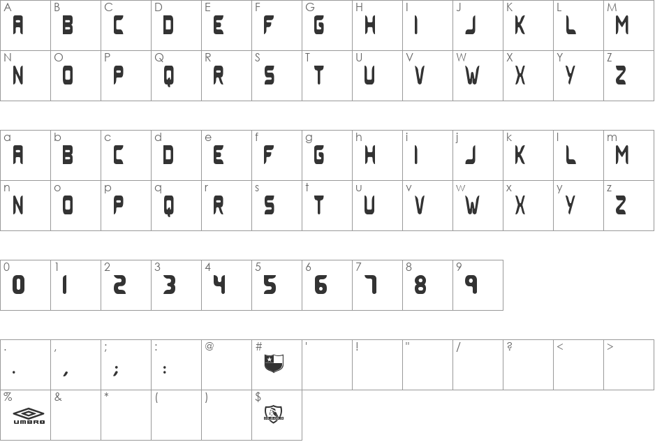 Colo Colo Umbro 2006 (MEJIAS) font character map preview