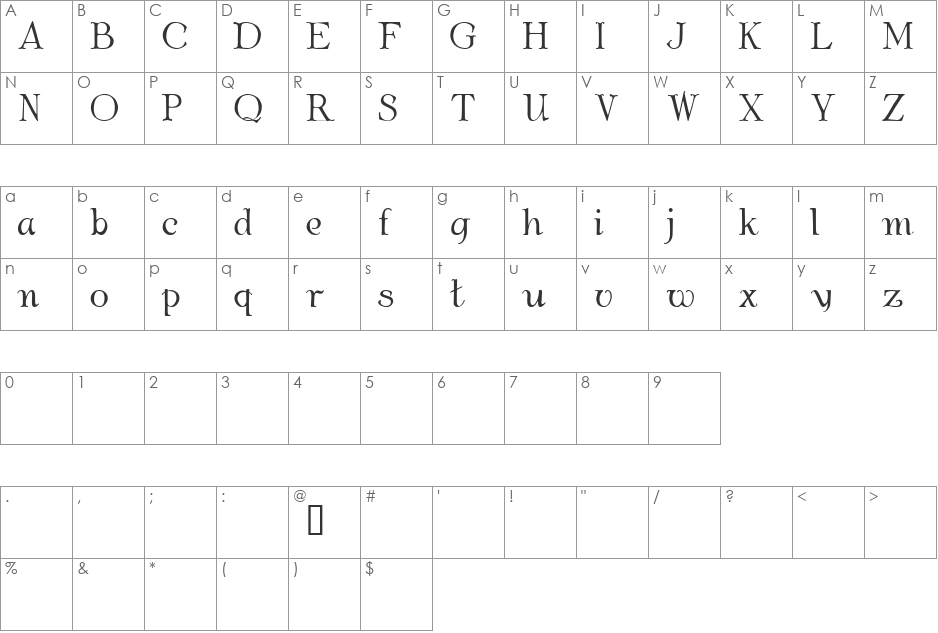 Albemarle Demo font character map preview