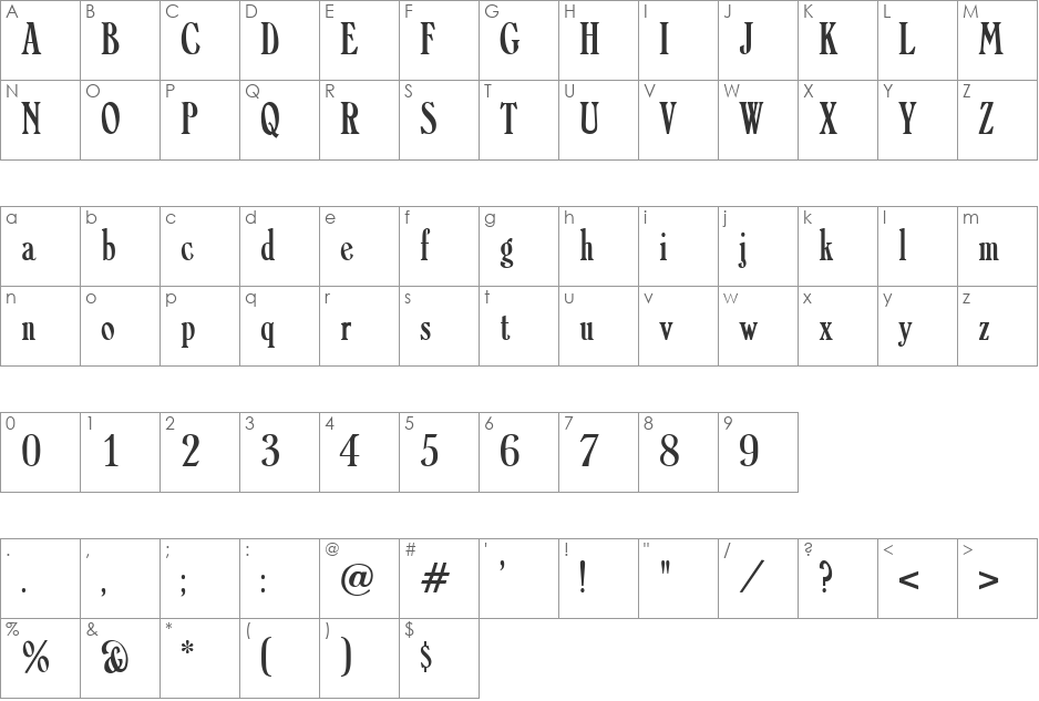 Colorado font character map preview