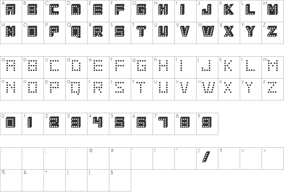 COLOSCOBIK font character map preview