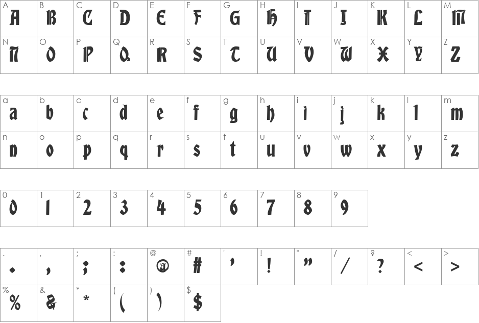 Albert Text font character map preview