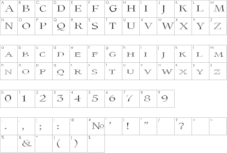 Coltaine No 1 font character map preview