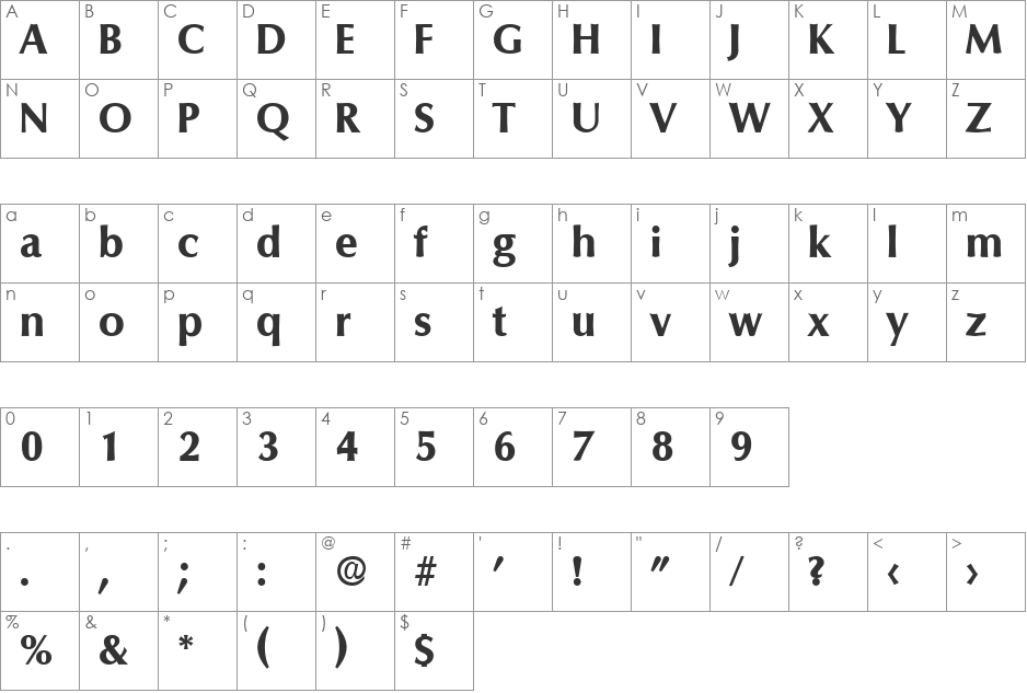 Columbia-Serial-ExtraBold font character map preview