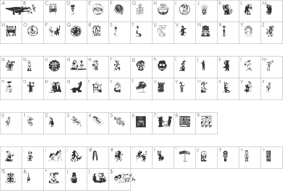 ColumbusTraces font character map preview