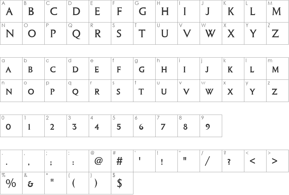 ColumnaSolSCD font character map preview