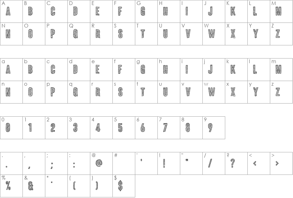 Coluna Sketch font character map preview