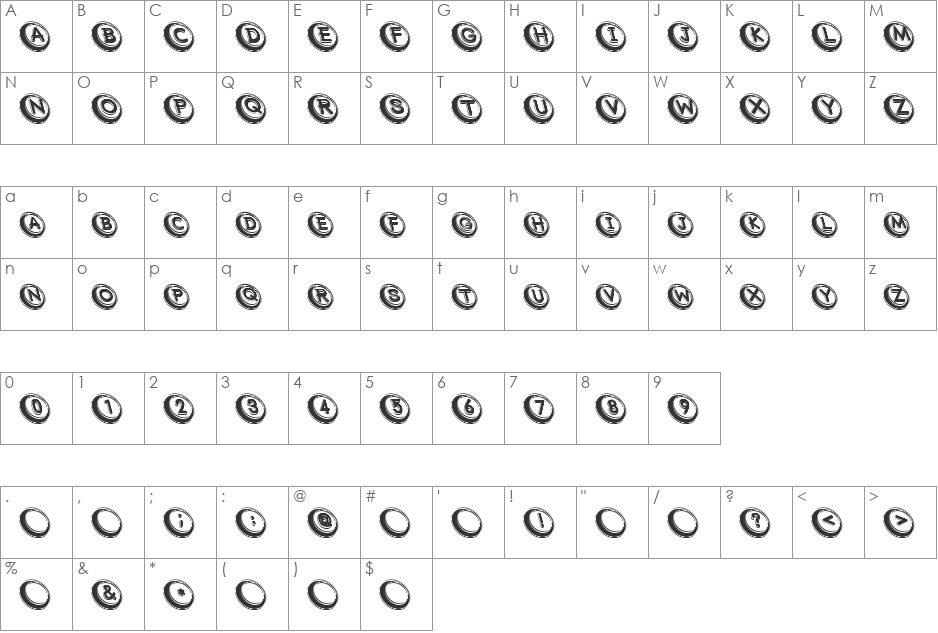 COM (sRB) font character map preview