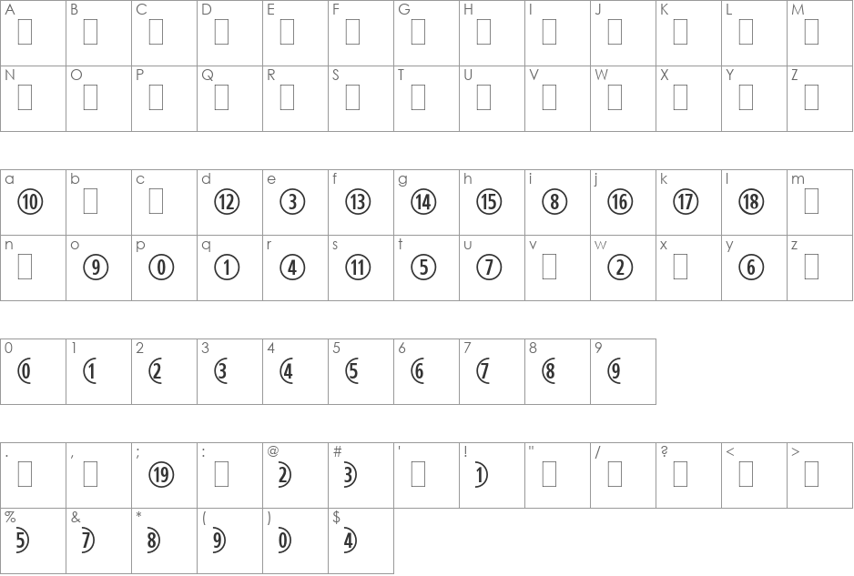 CombiNumerals Ltd font character map preview