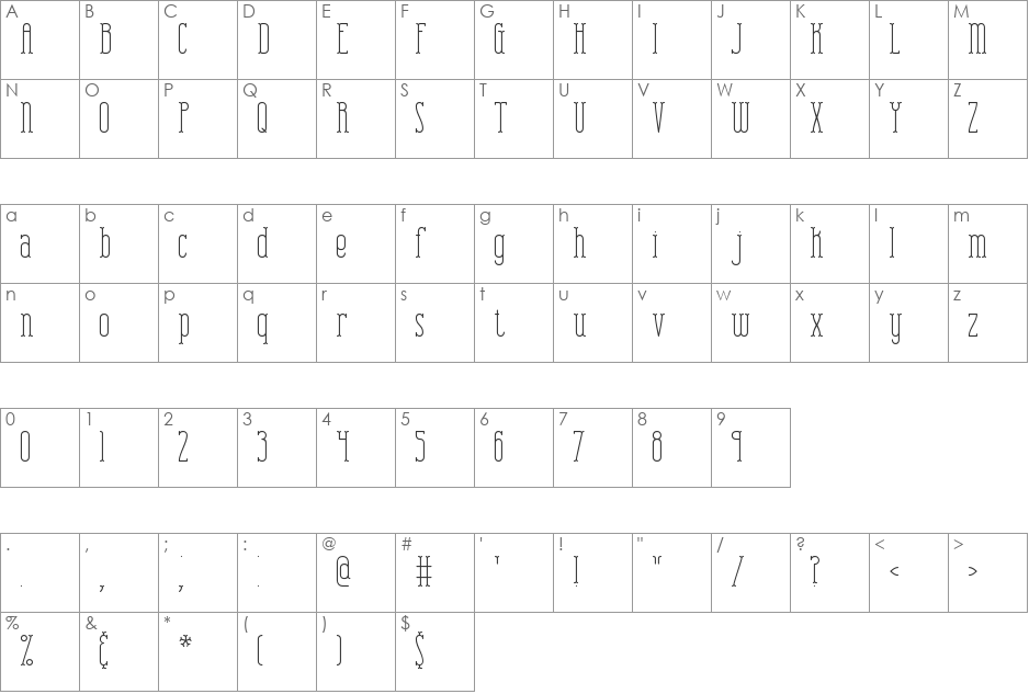 Combustion Plain BRK font character map preview