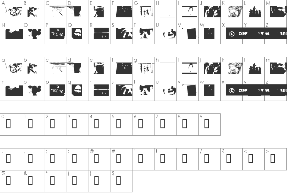 Come To Fonty font character map preview