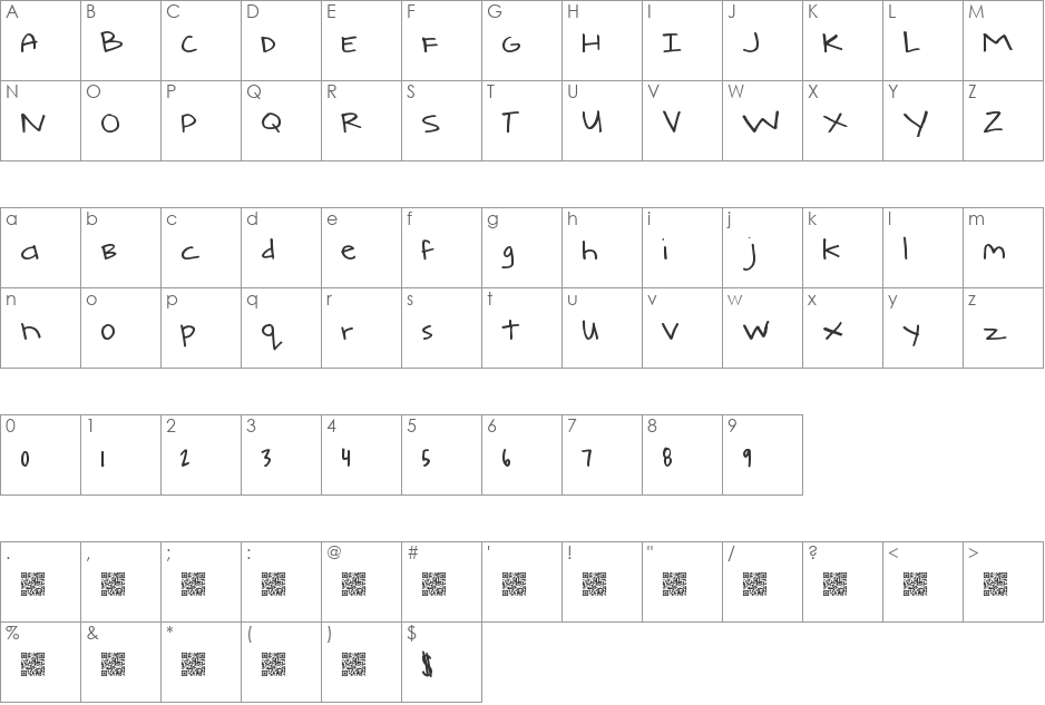 ComeAround font character map preview