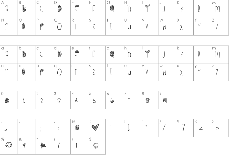 ComeOverTonite font character map preview