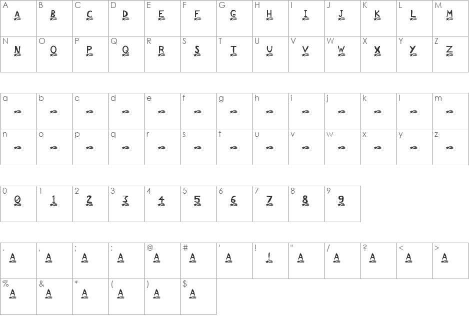 Comet font character map preview