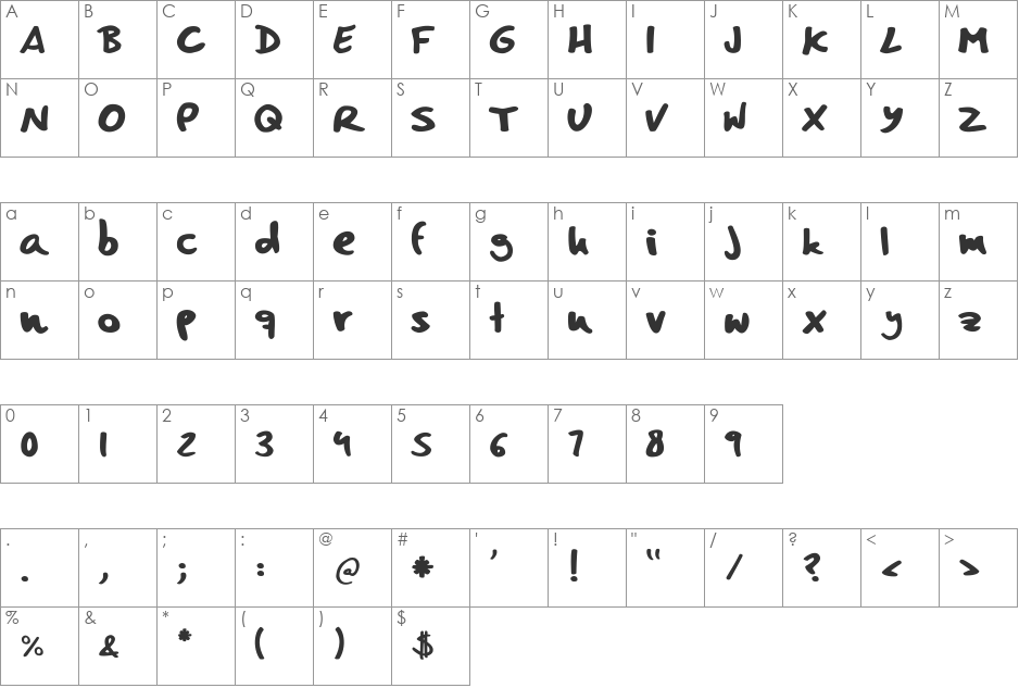 Comic Book Fun font character map preview