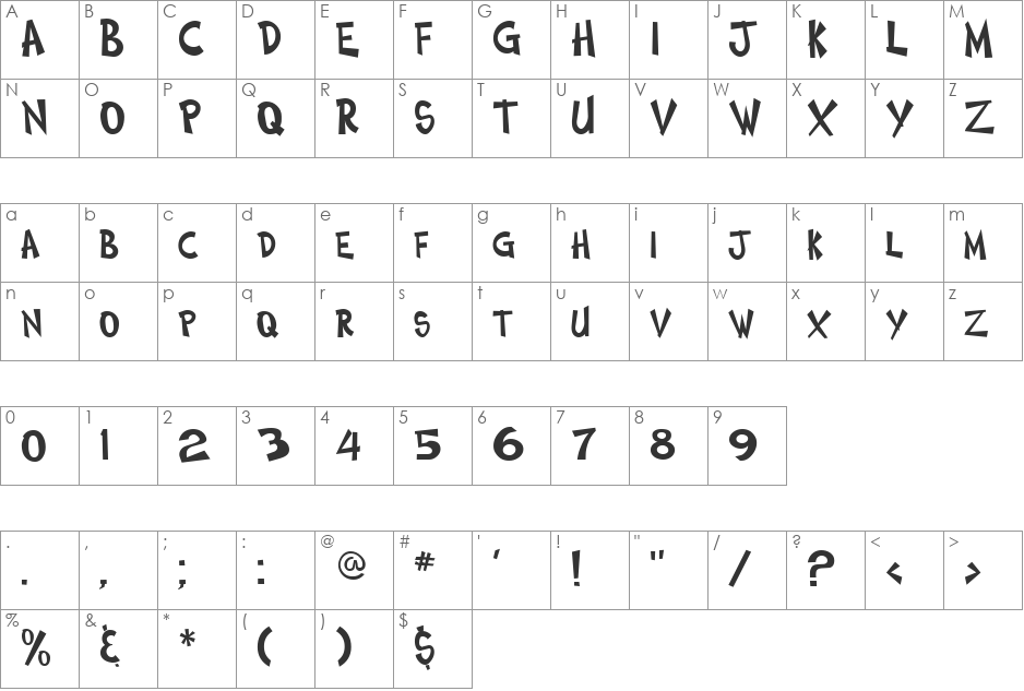 Comic Book Two font character map preview