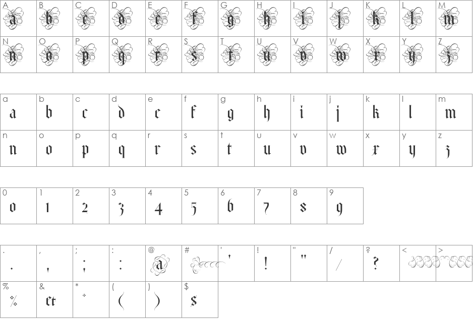 Albo font character map preview