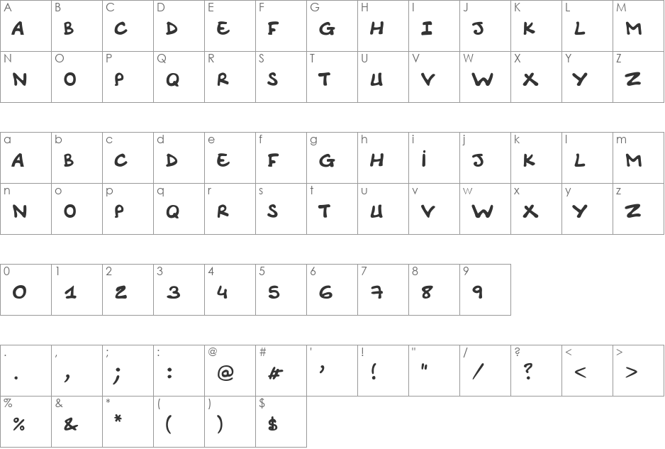 Comic Note Smooth font character map preview