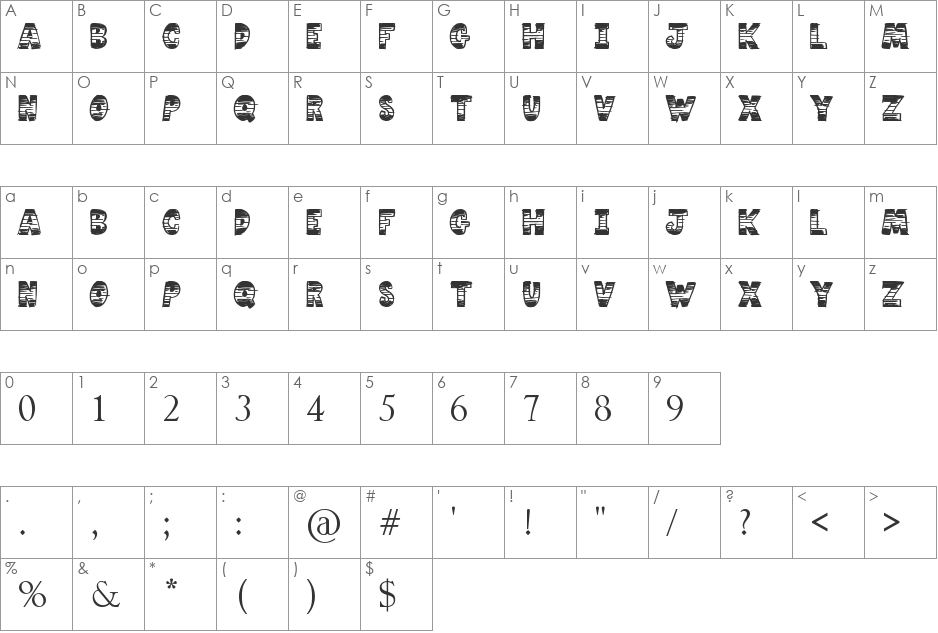 Comic Strip font character map preview