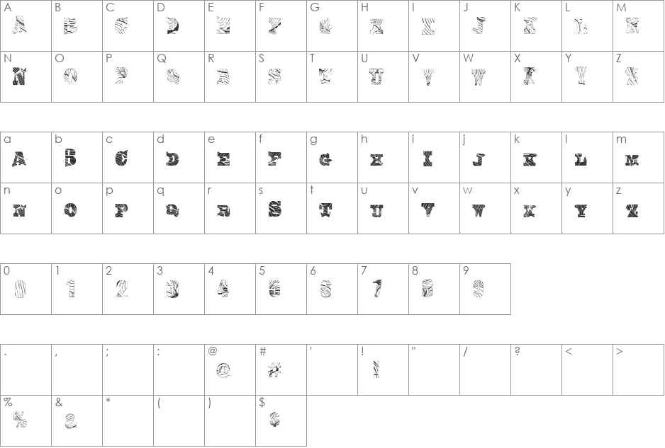 Comic Woodwork font character map preview