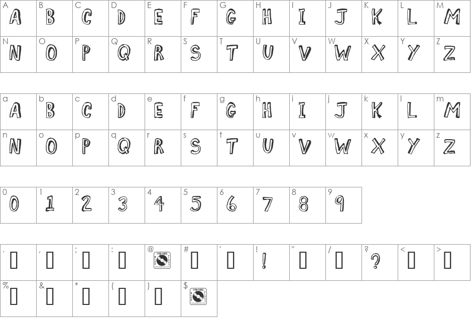 Comic Zine font character map preview