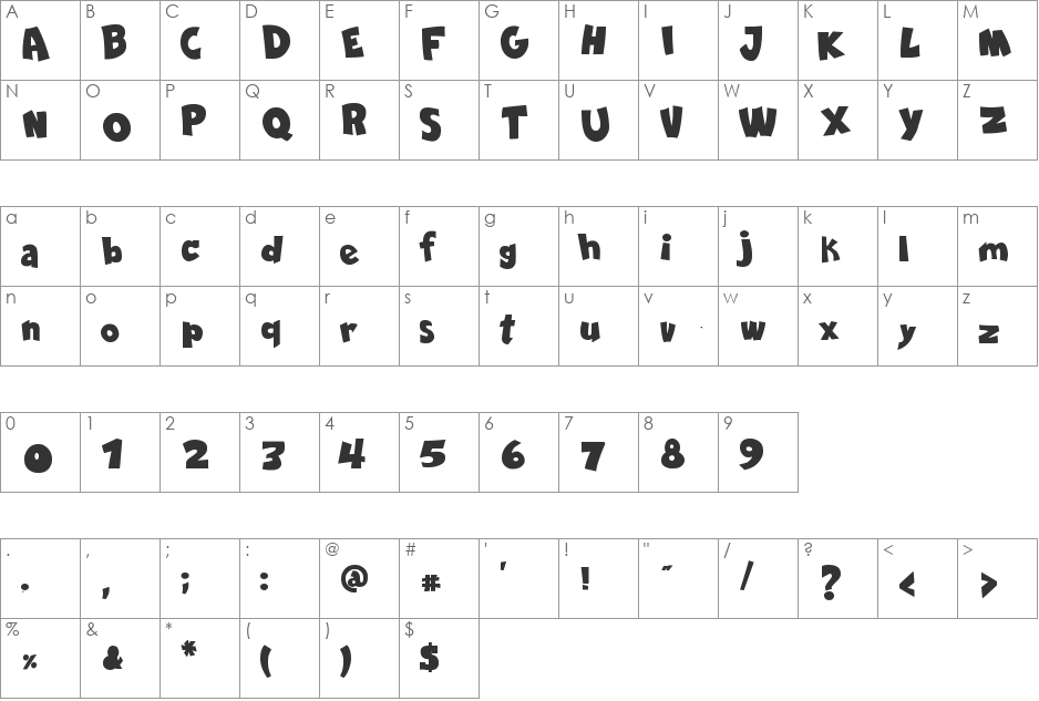 Comica BD font character map preview