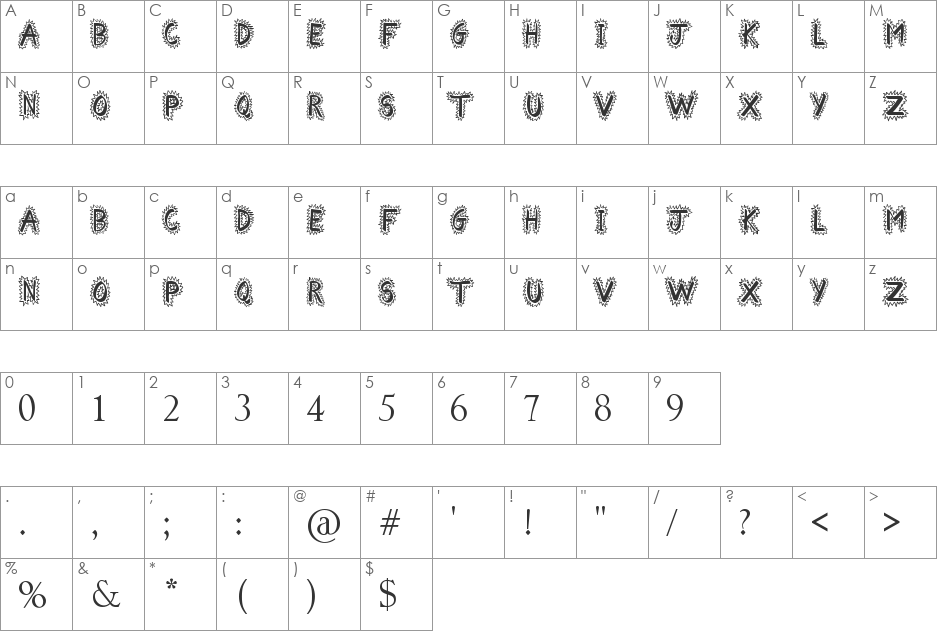 Comical Smash font character map preview