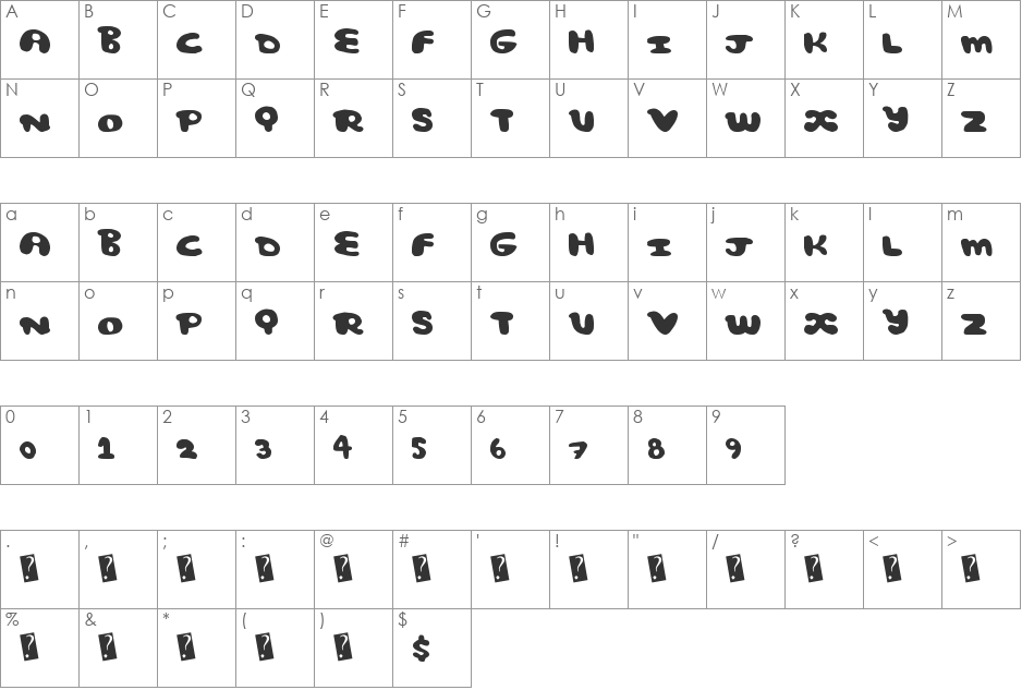 ComicBubble font character map preview