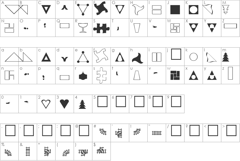 AlbumEins font character map preview