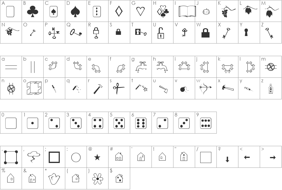 AlbumZwei font character map preview