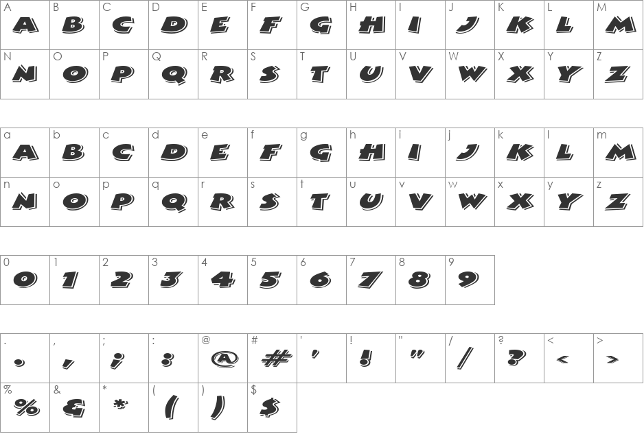 ComicStripExtended font character map preview