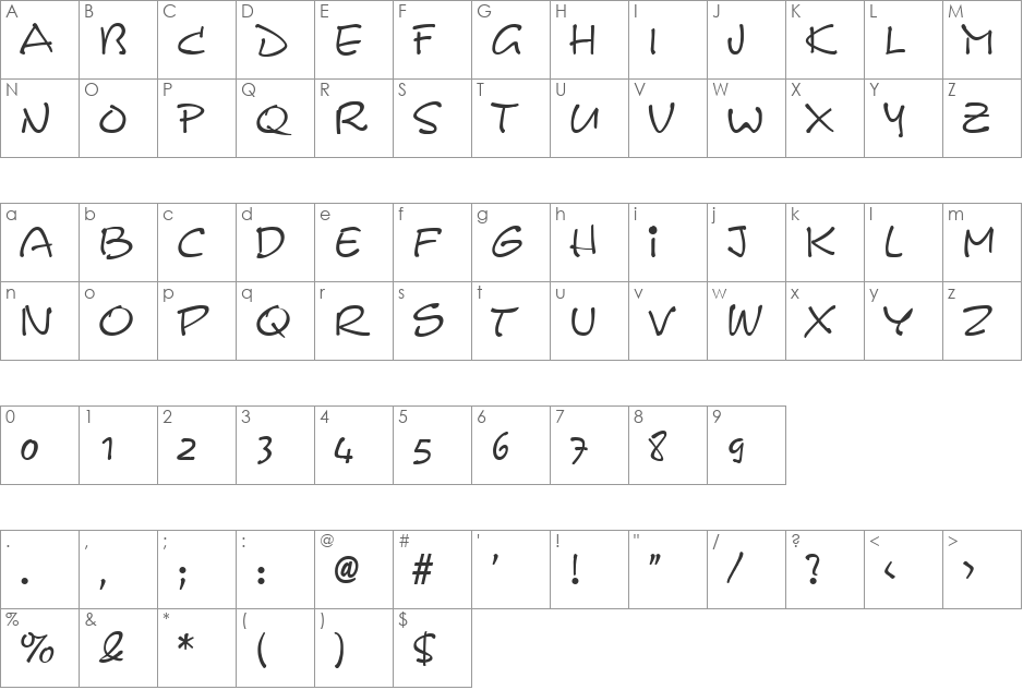 Comix font character map preview