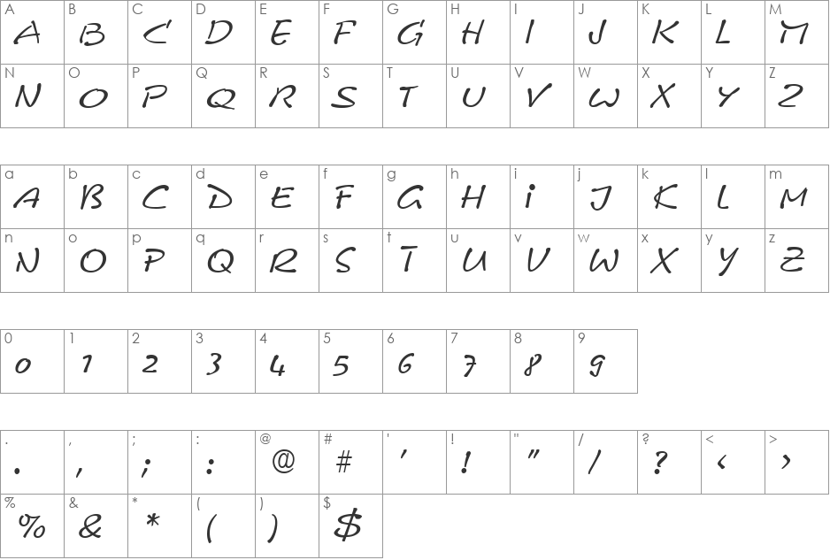 Comix DB font character map preview