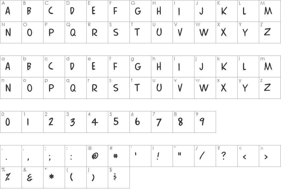 Comix Regular Caps font character map preview