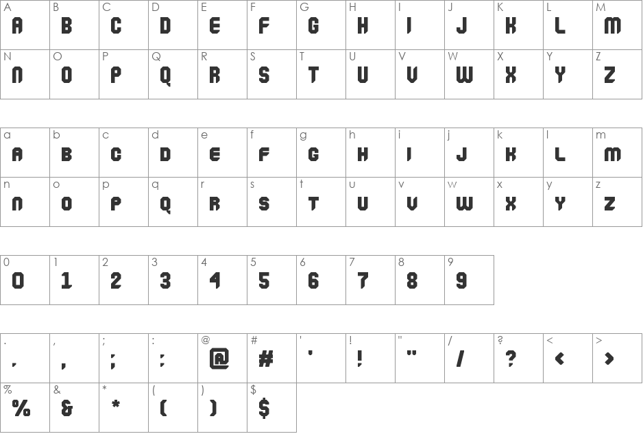 Commander Edge font character map preview